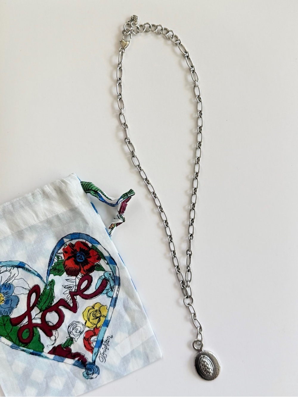 BRIGHTON Ferrara Artisan Y Necklace • Silver Tone Y-Drop Pendant